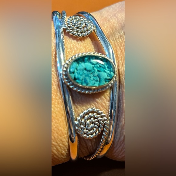 Sterling 925 silver & interesting turquoise bracelet - Picture 7 of 13